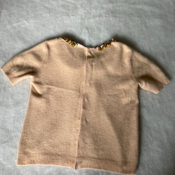 Corey Lynn Calter Womens Peach Embellished Short Sleeve Pullover Sweater Size L - Picture 2 of 11